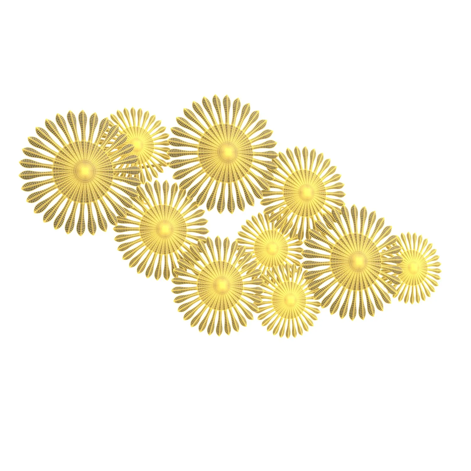 Sparks 45 Inch Wide Gold And Silver Metal Wall Art PBR 3D Model_07
